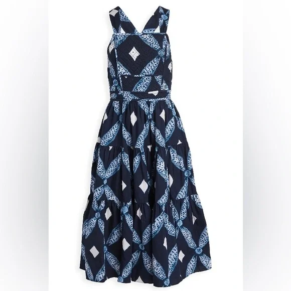 Ulla Johnson Jiya Blue Quilted Midi Dress - Picture 6 of 12